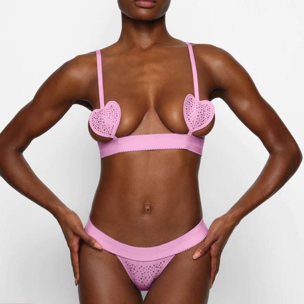 Skims Jelly Sheer Rhinestone Heart Bralette